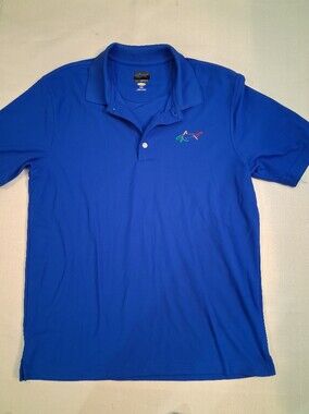 Greg Norman Collection Royal Blue Polo with Multicolor Shark Logo